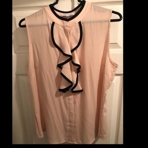 Pink and black sleeveless dress shirt